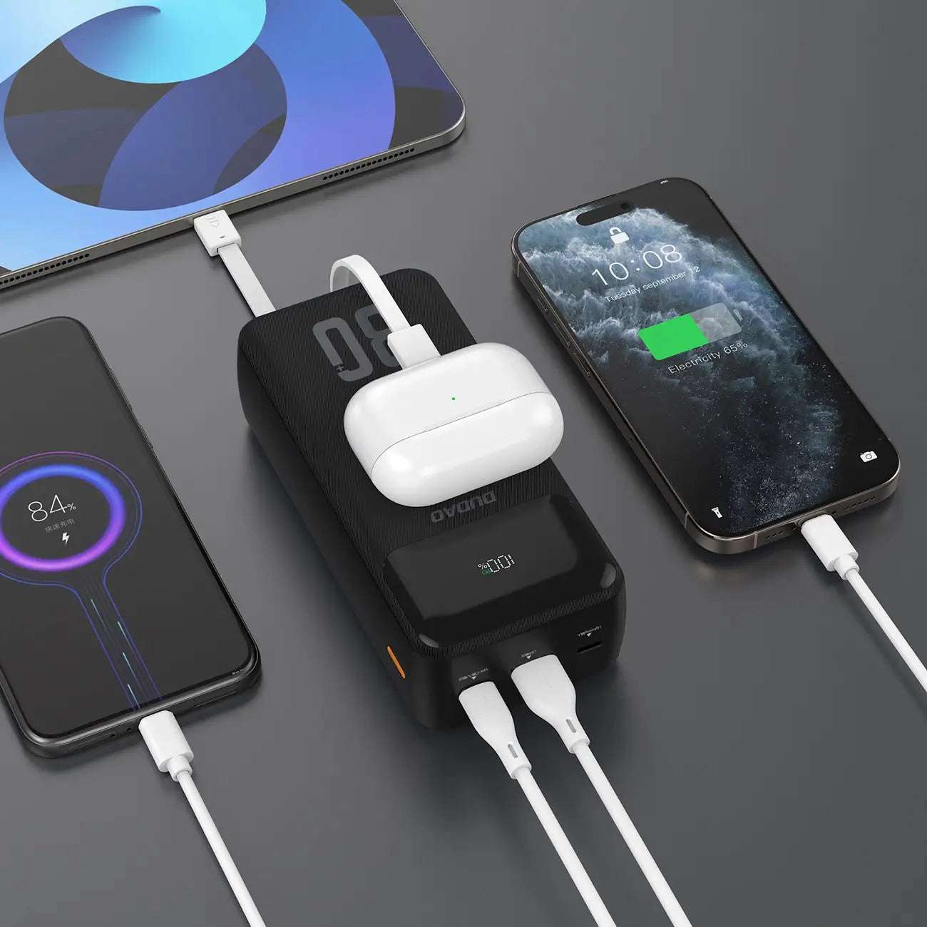 Dudao K15MAX 30000mAh PD 22.5W Powerbank with Built-in Cables – Black
