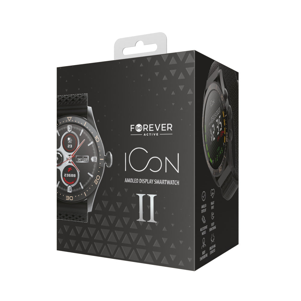 Forever AW-110 Smartwatch | AMOLED Display, Icon V2, Schwarz - MIZO.at