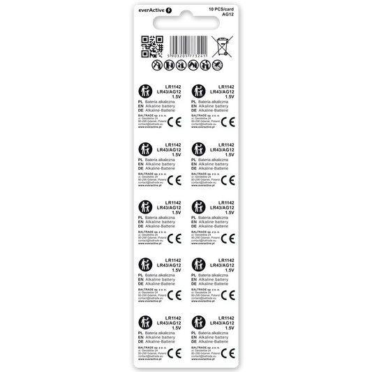 everActive AG12 LR1142 Alkaline Batterie 10er Pack Mercury Free - MIZO.at