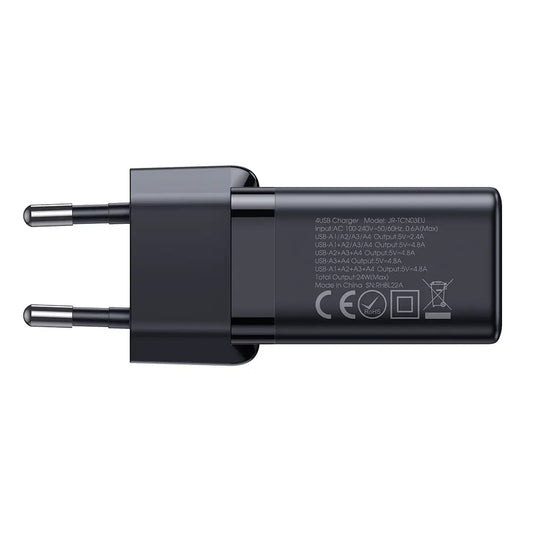 Joyroom JR-TCN03 24W 4-Port USB-A Wall Charger – Black - MIZO.at