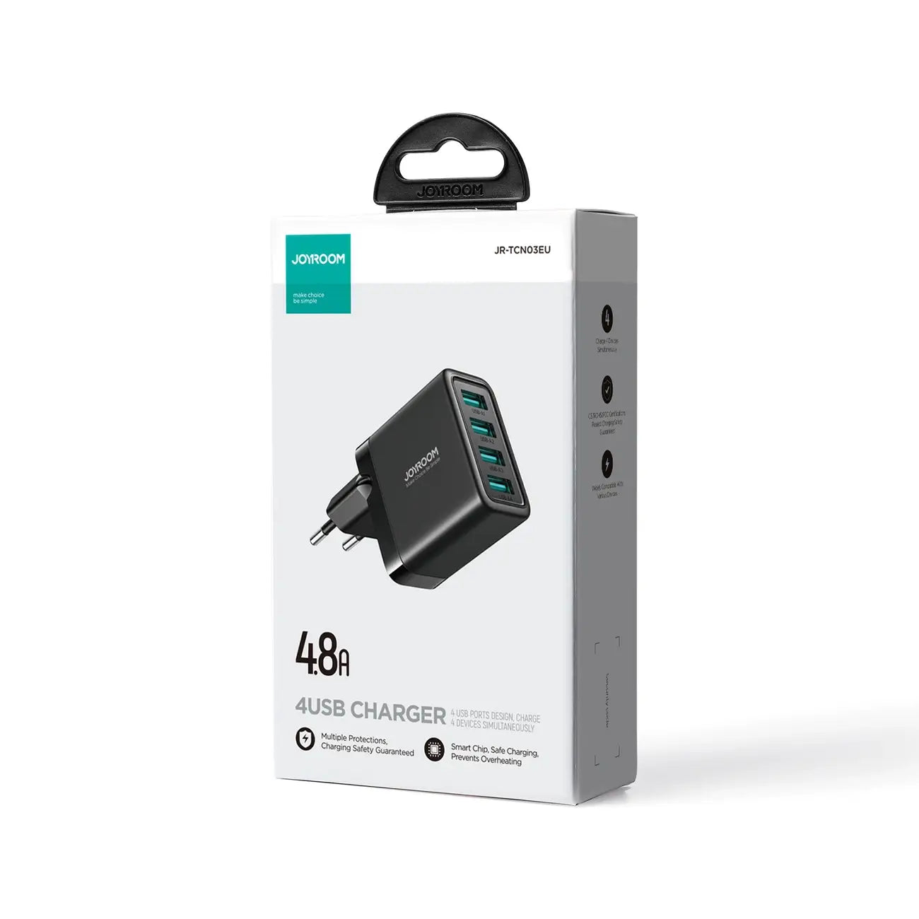 Joyroom JR-TCN03 24W 4-Port USB-A Wall Charger – Black - MIZO.at