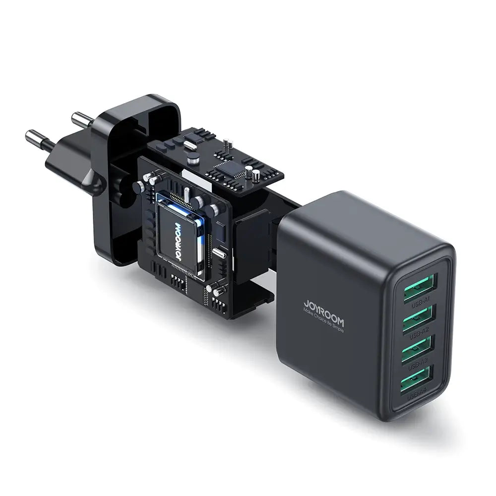 Joyroom JR-TCN03 24W 4-Port USB-A Wall Charger – Black - MIZO.at