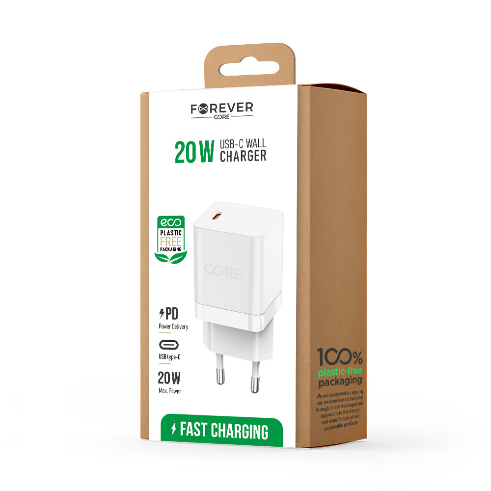 Forever CORE SMART PD Ladegerät 20W | USB-C Schnelllade-Netzteil - MIZO.at