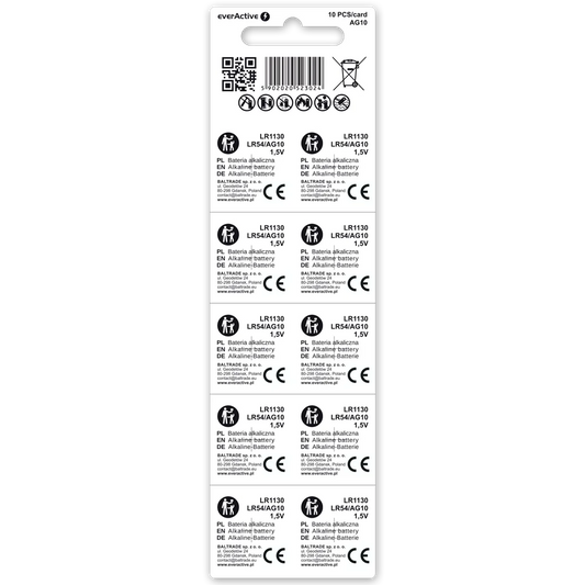 10er Pack everActive AG10 Mini Alkaline Batterie LR1130 LR54
