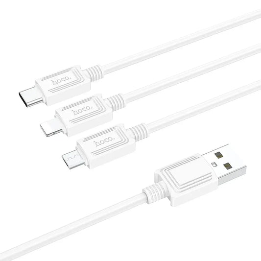 Hoco X74 3in1 USB Kabel 1m Lightning Micro USB USB-C Weiß