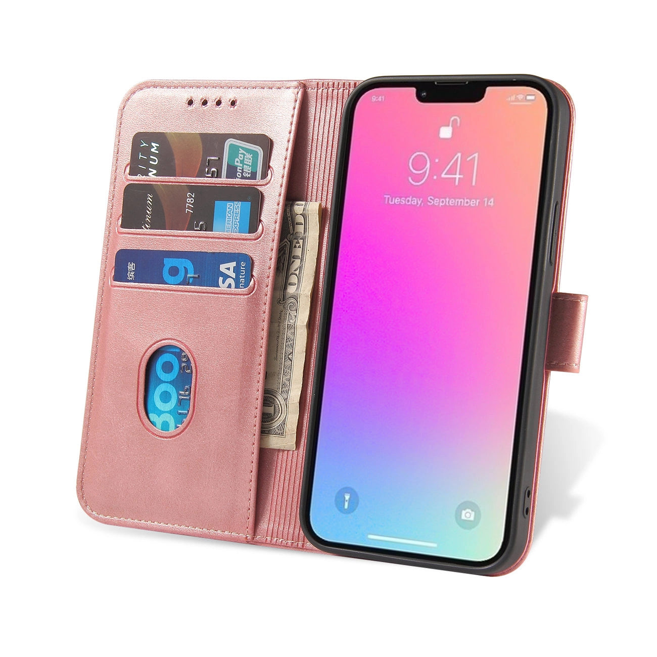 iPhone 15 Pro Magnet Flip Case Rosa - MIZO.at