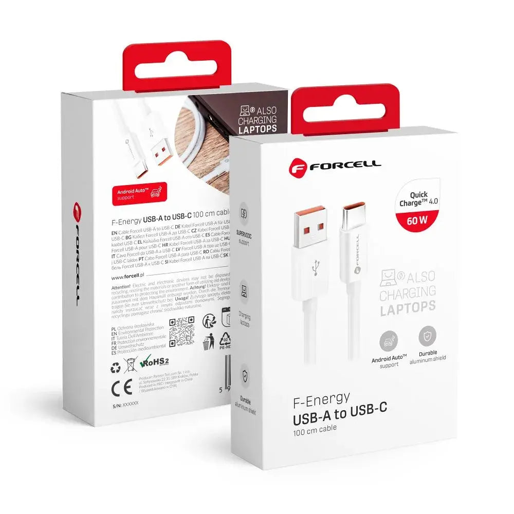 FORCELL F-ENERGY C336 USB-A to Type-C 60W Cable – White - MIZO.at