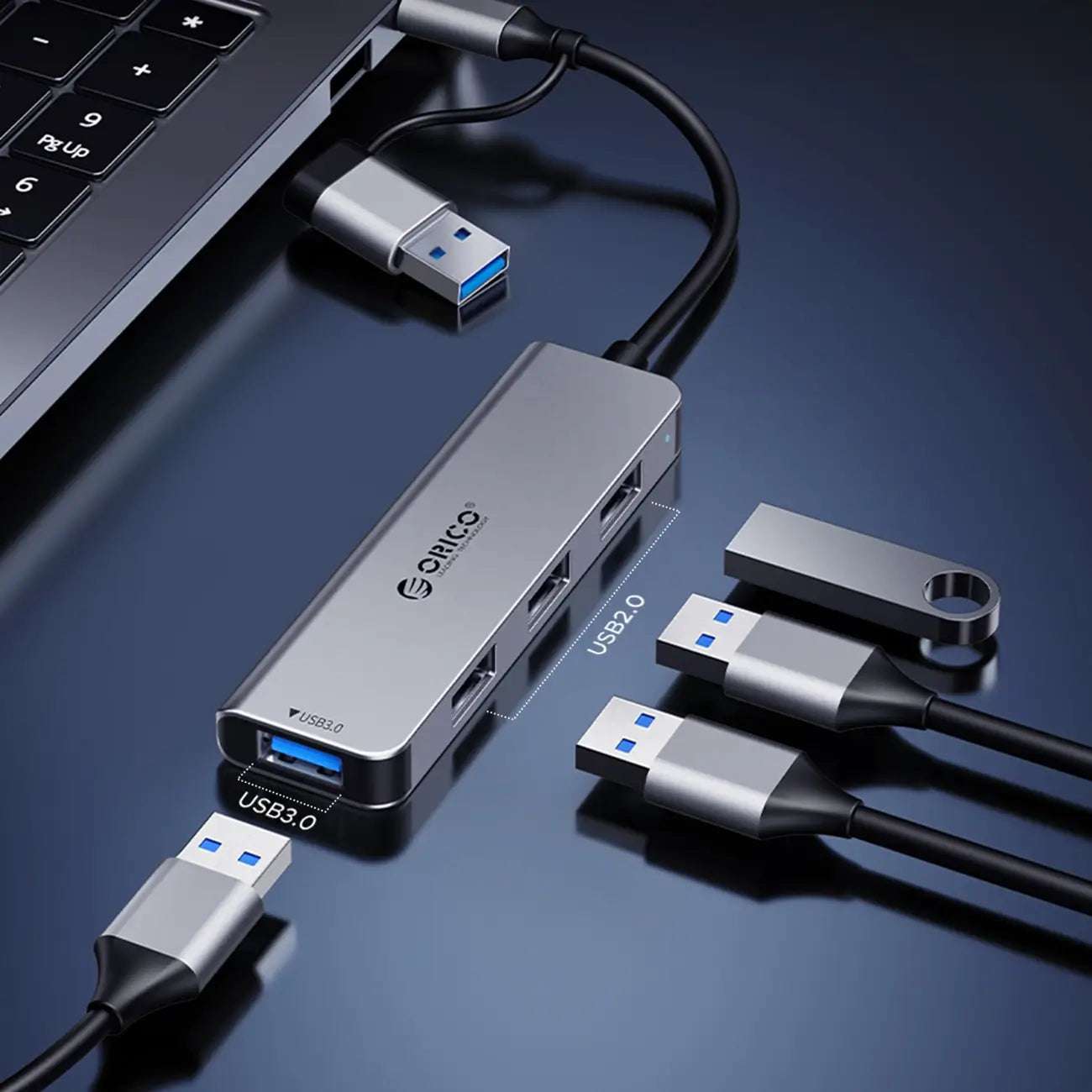 Orico YSA2-U3 7-Port USB Hub Docking Station – Gray