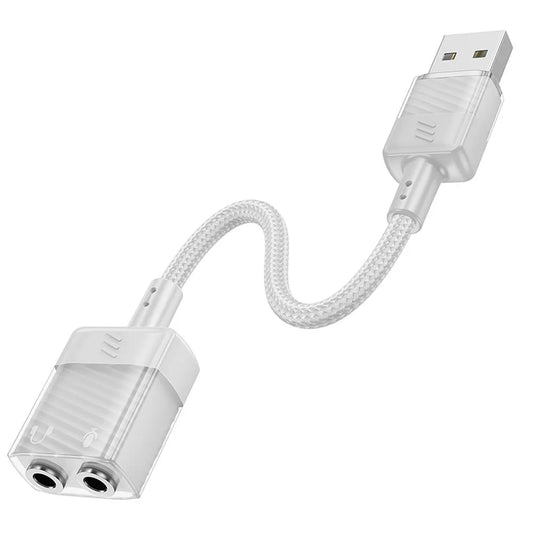 Hoco AUX USB to Dual 3.5mm Jack Adapter | Grey - MIZO.at