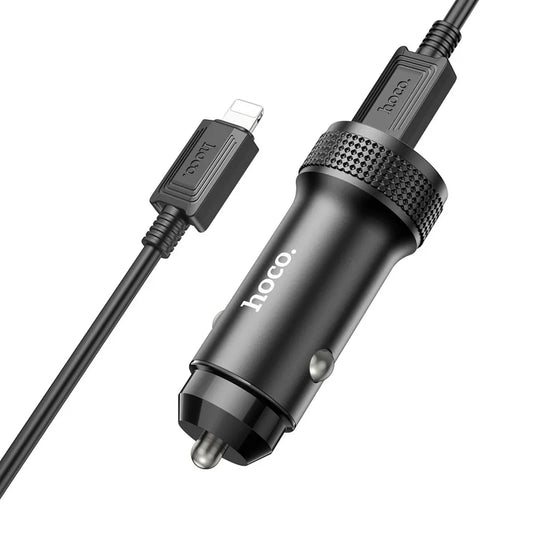 Hoco Car Charger 20W PD + QC 18W | Type-C & USB-A | Black - MIZO.at