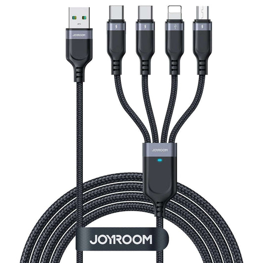 USB-Type-C auf 2x Lightning & Micro-USB Kabel, 1,2 m Schwarz – 3,5A Multi-Ladekabel - MIZO.at