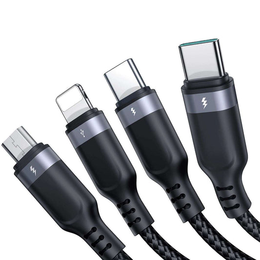 USB-Type-C auf 2x Lightning & Micro-USB Kabel, 1,2 m Schwarz – 3,5A Multi-Ladekabel - MIZO.at