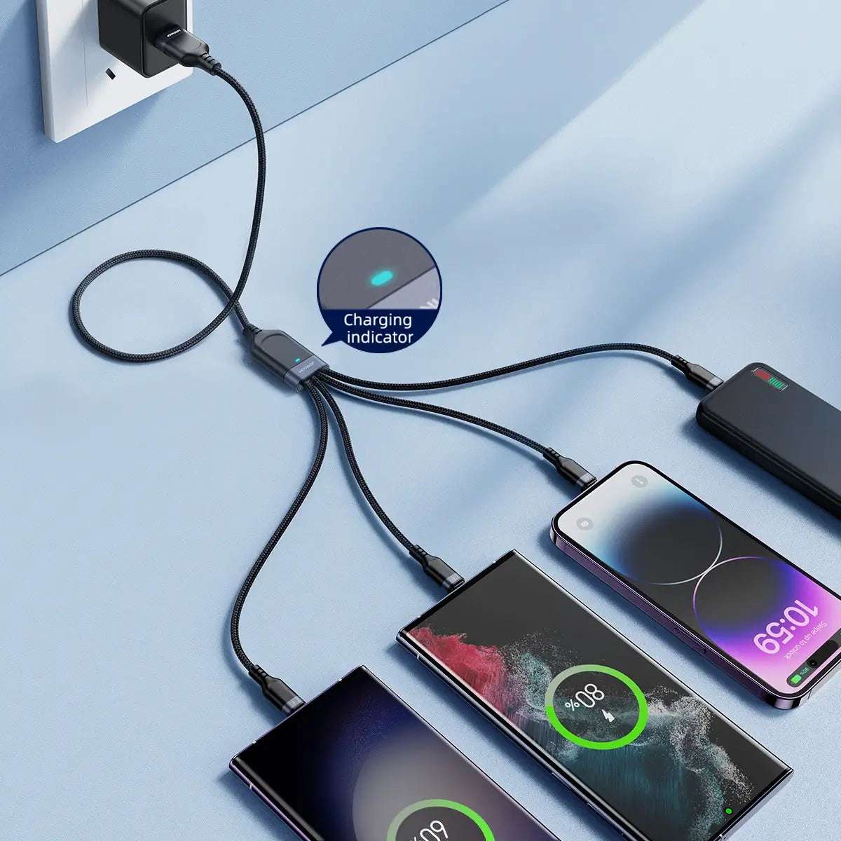 USB Type-C 2x Lightning & Micro USB Cable | 3.5A, 1.2m, Black - MIZO.at