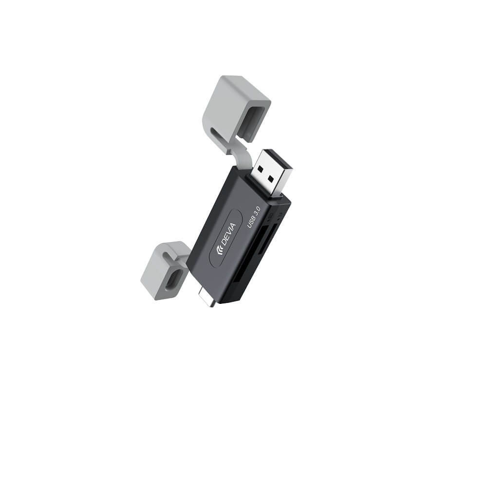Devia EL240 2-in-1 Card Reader USB/USB-C 3.0 – Black - MIZO.at