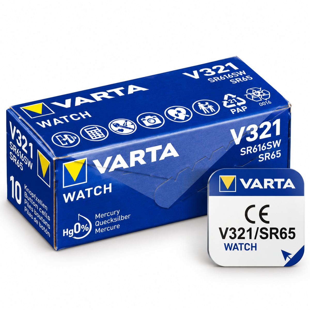 VARTA 321 SR616SW 1,55V Silberoxid Knopfzellen – 3er Pack