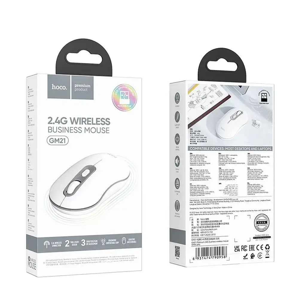 HOCO GM21 Wireless 2.4G Computer Mouse – 1600 DPI White - MIZO.at