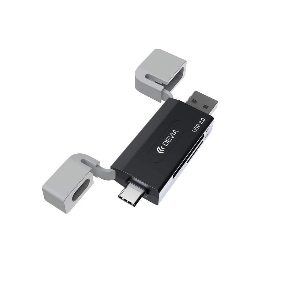Devia EL240 2-in-1 Card Reader USB/USB-C 3.0 – Black - MIZO.at