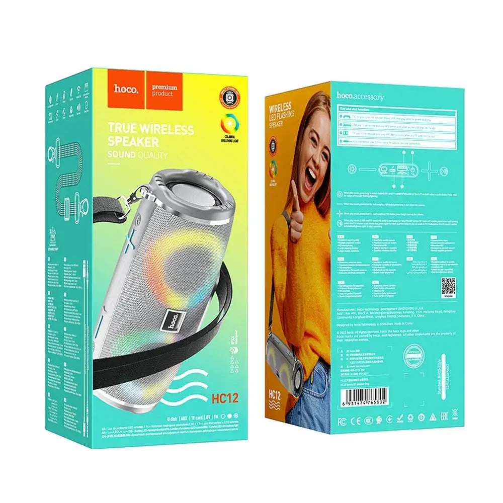 HOCO HC12 Bluetooth Lautsprecher Grau – Kabellos, Kompakt & 6h Akku - MIZO.at