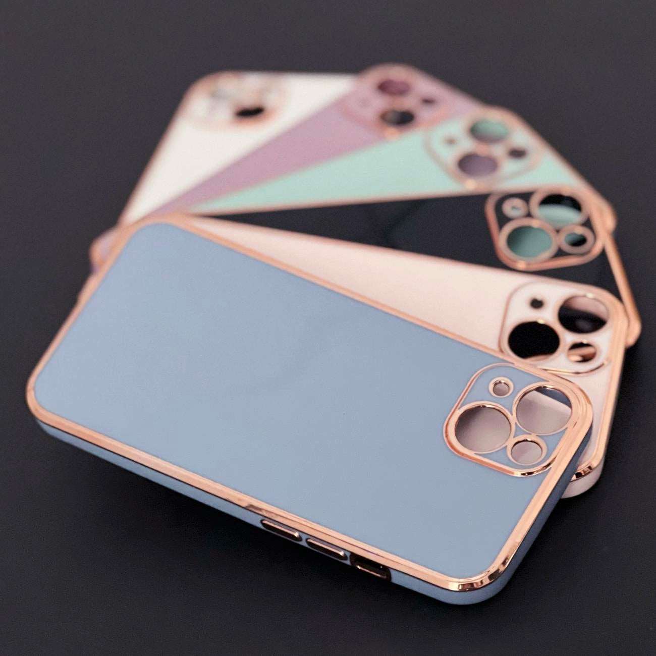 Lila iPhone 12 Pro Max Case – Goldrahmen Farbwechsel Schutzcover Premium - MIZO.at