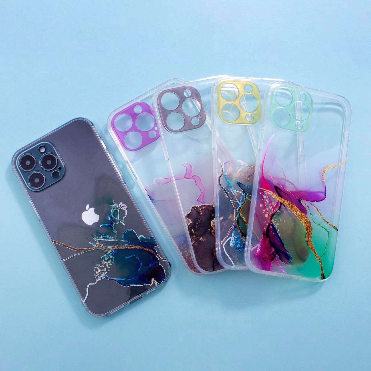 Mint Marmor iPhone 12 Case – Transparent Gel Schutzcover Premium - MIZO.at