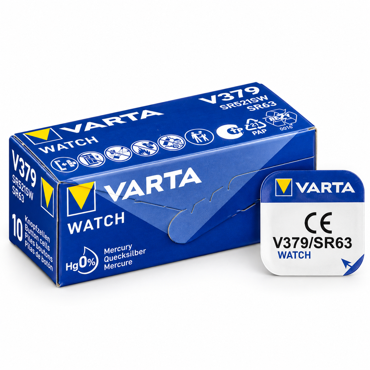 VARTA 379 SR521SW 1,55V Silberoxid Knopfzellen – 3er Pack