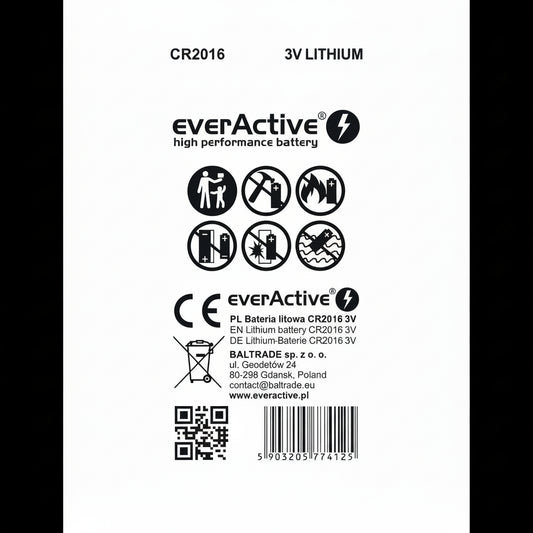 everActive CR2016 Lithium Knopfzellen 2er Pack - MIZO.at