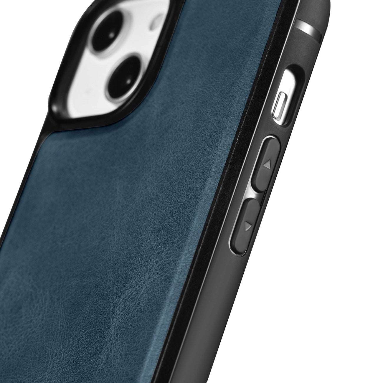 iPhone 14 Genuine Leather iCarer Leather Oil Wax Case - Blue - MIZO.at