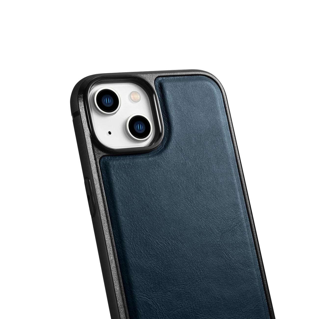 iPhone 14 Genuine Leather iCarer Leather Oil Wax Case - Blue - MIZO.at