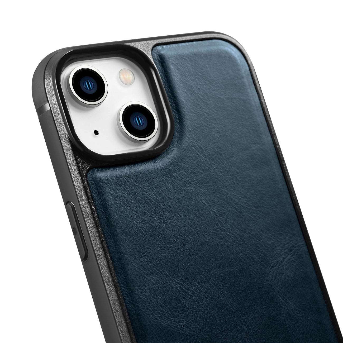 iPhone 14 Genuine Leather iCarer Leather Oil Wax Case - Blue - MIZO.at