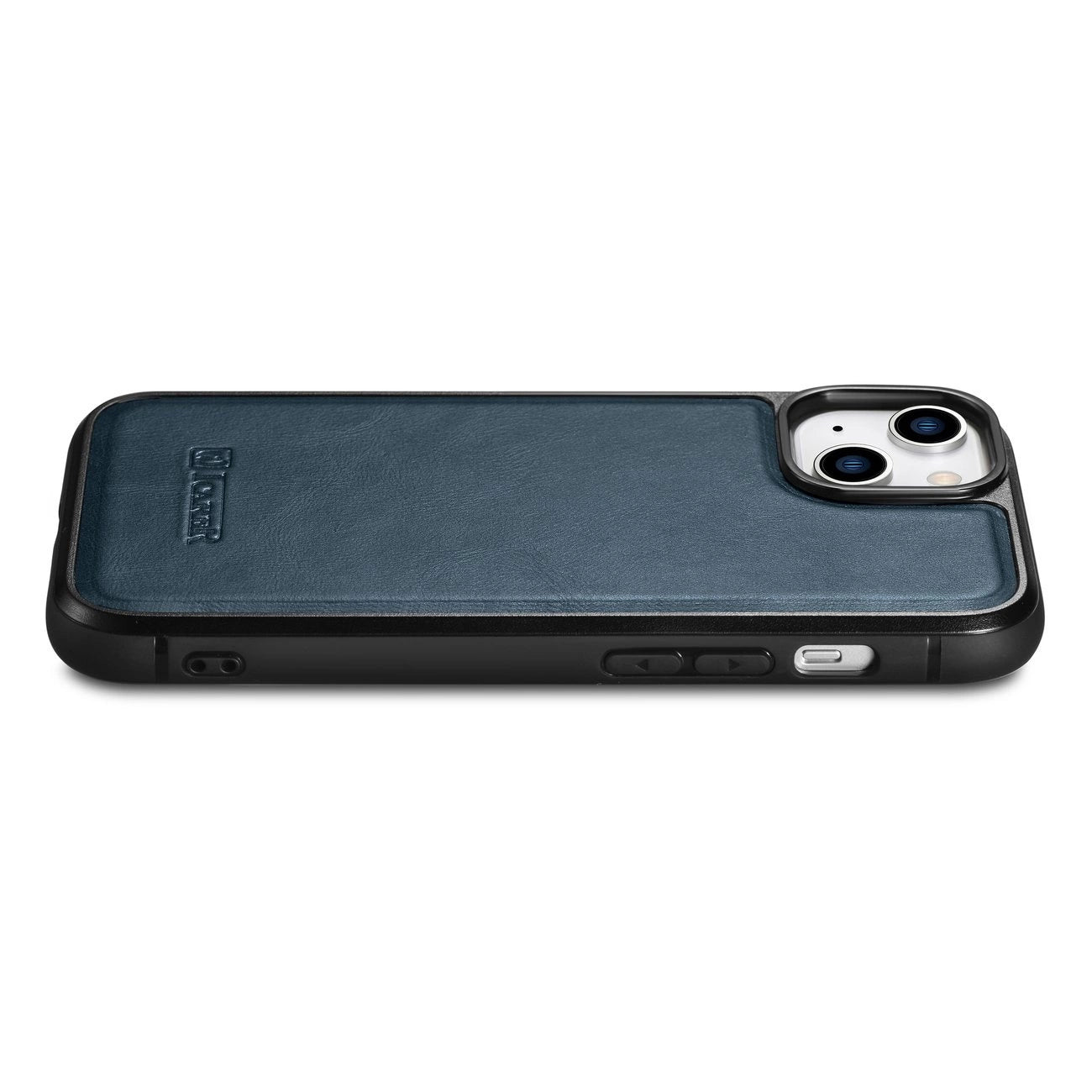 iPhone 14 Genuine Leather iCarer Leather Oil Wax Case - Blue - MIZO.at