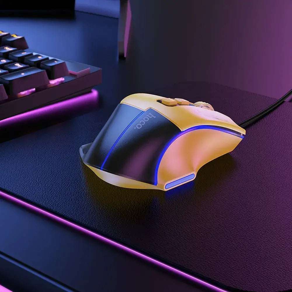 HOCO Gaming Wired USB-A Mouse 3600DPI – Black/Yellow