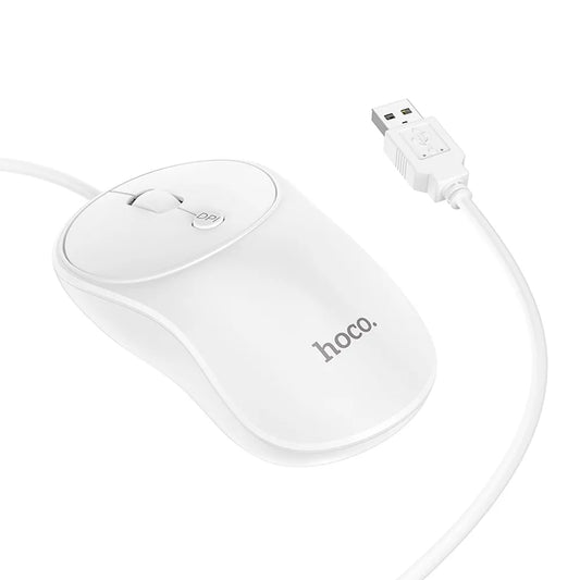 HOCO GM13 Esteem Mouse | White Wired USB Mouse with 4D Buttons - MIZO.at