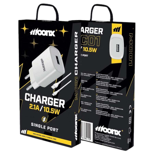 MOONX MC03 20W PD Ladegerät USB-C Netzteil inkl. USB-C Kabel Weiß - MIZO.at