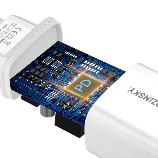 Wozinsky 20W USB-C Ladegerät Dual Port | PD & QC Schnellladung Weiß - MIZO.at