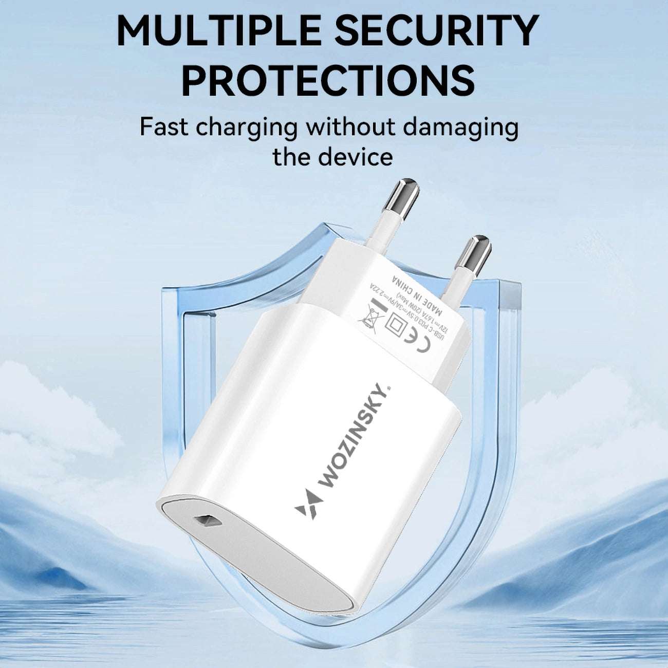 Wozinsky 20W USB-C Wall Charger Dual Port White – Fast Charging PD & QC