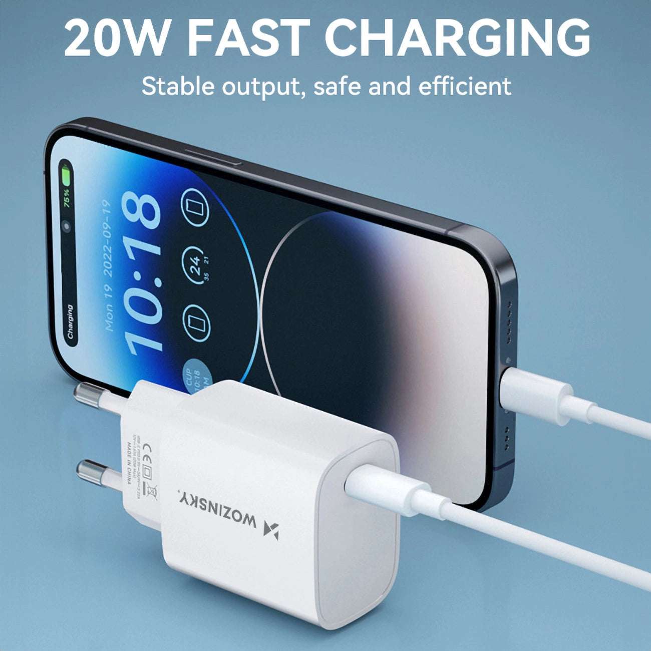 Wozinsky 20W USB-C Wall Charger Dual Port White – Fast Charging PD & QC