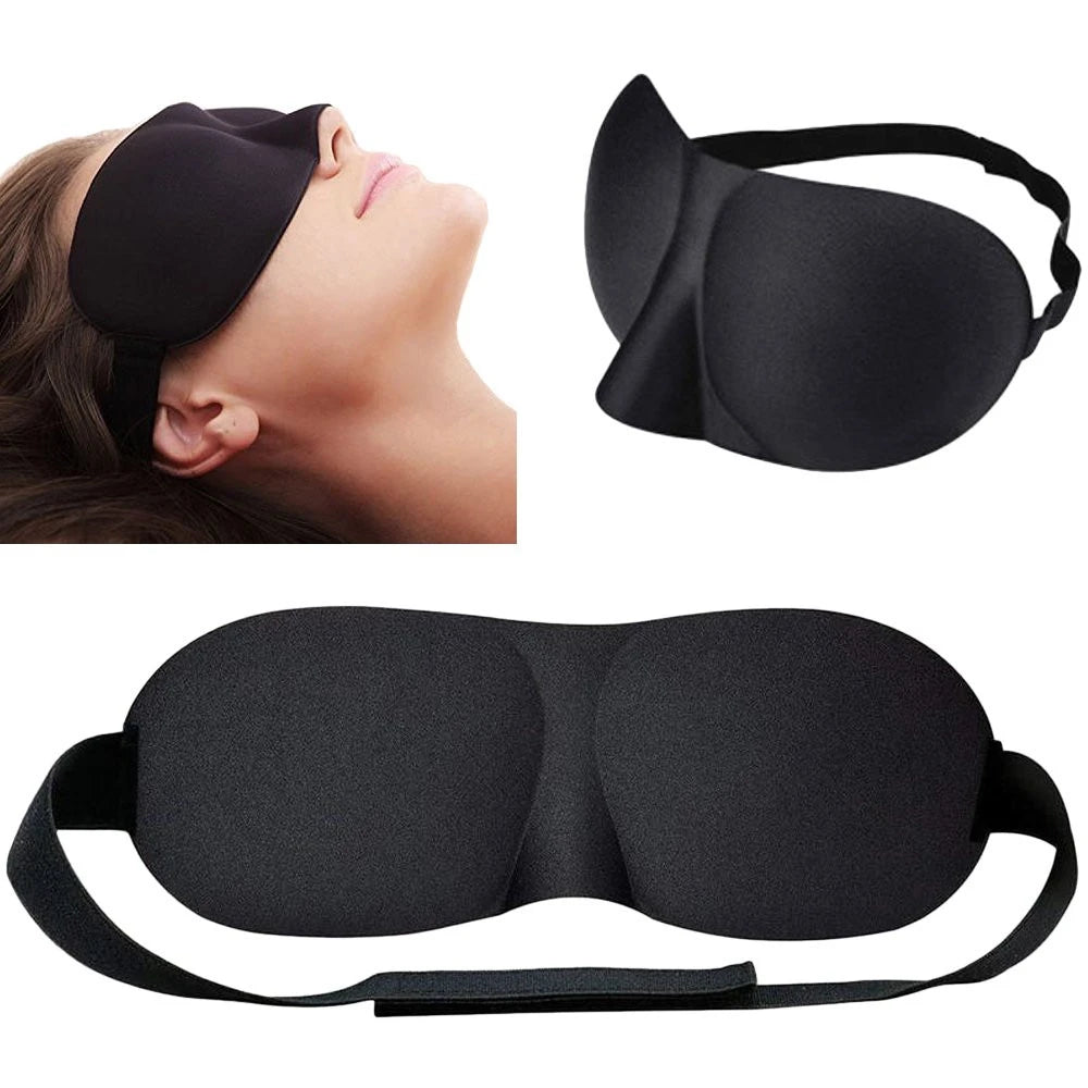 3D Sleep Mask Black – Adjustable Eye Mask with Comfort Padding
