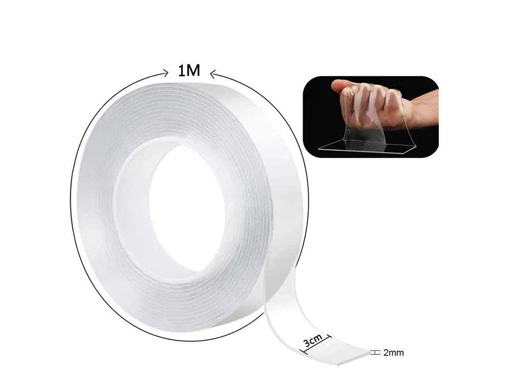 Double-Sided Nano Adhesive Tape Transparent – 1 m × 3 cm