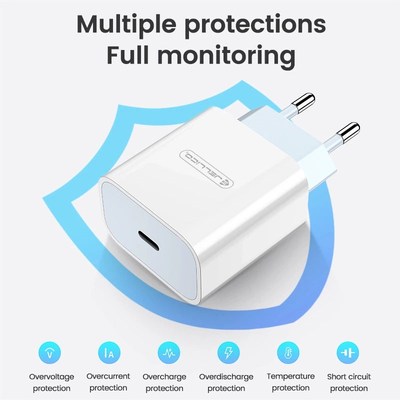 Jellico AK180 Ladegerät 20W PD – USB-C auf USB-C Kabel, Weiß - MIZO.at
