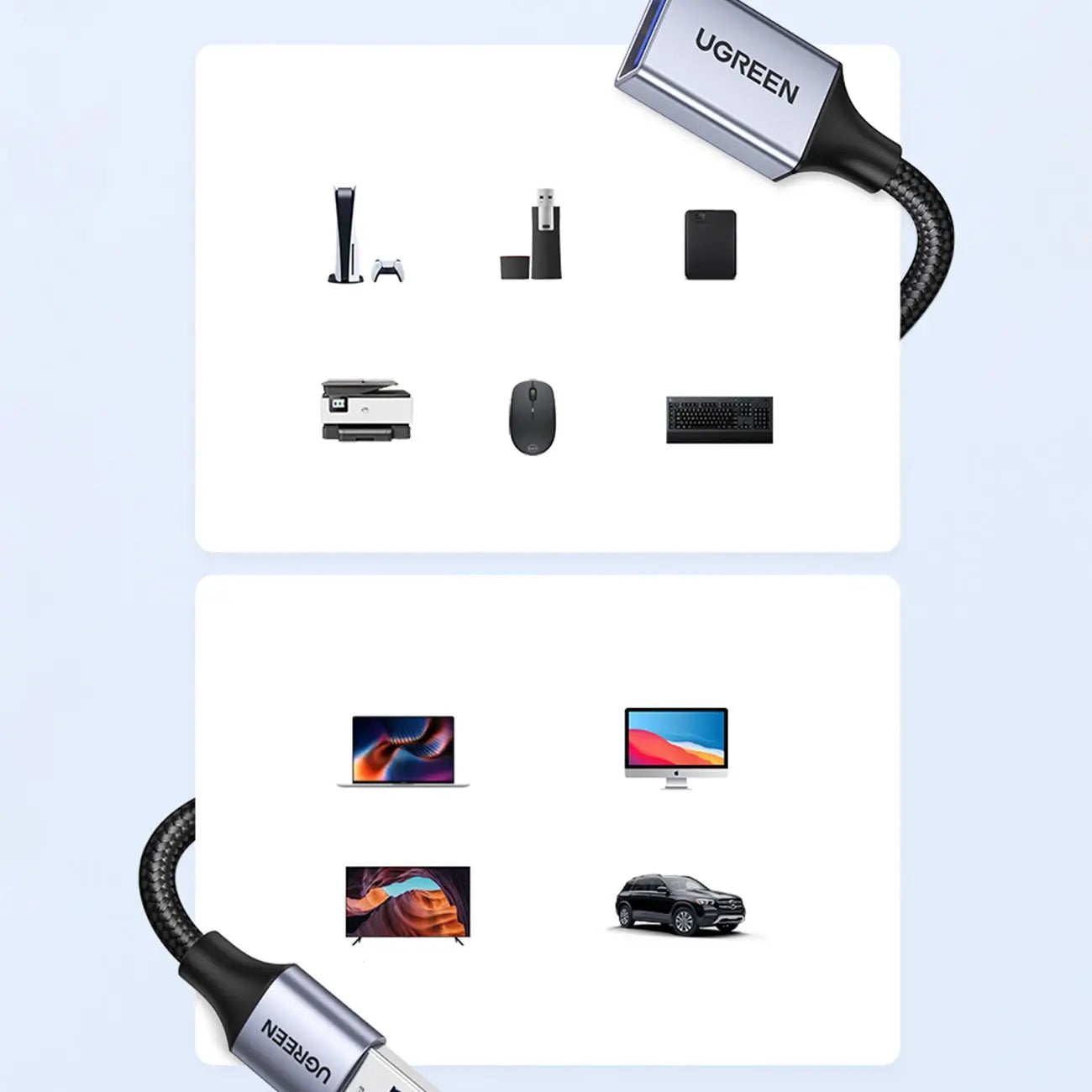 Ugreen USB Extension Cable 3.0 | 5Gb/s, 2m, Gray - MIZO.at