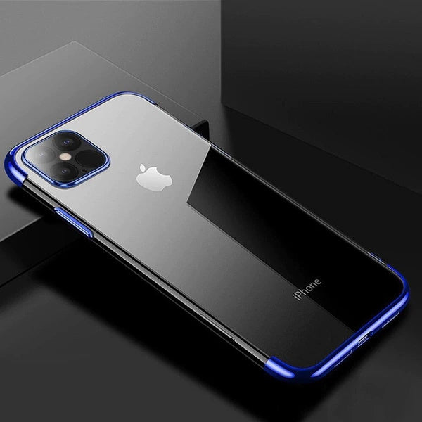 Samsung S22/S22+ Clear Case | Blue Metallic Frame TPU Gel Cover - MIZO.at