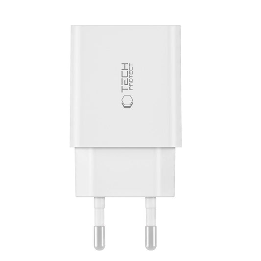 Tech-Protect C35W Dual USB-C PD 35W Fast Charger - White - MIZO.at