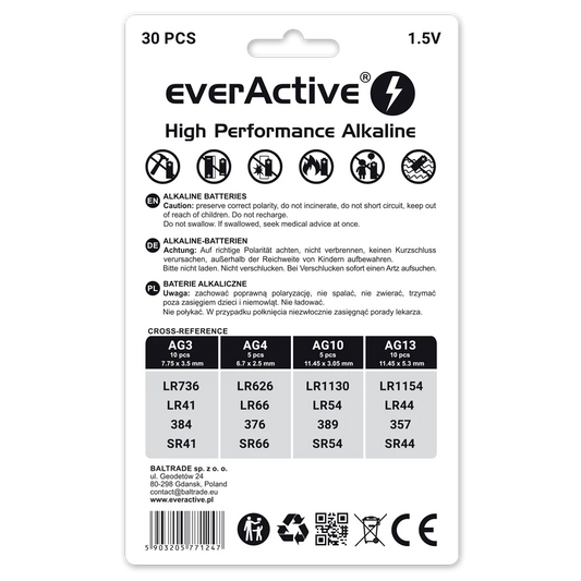 everActive Mini Alkaline Batterien Set 30er – G3/G4/G10/G13