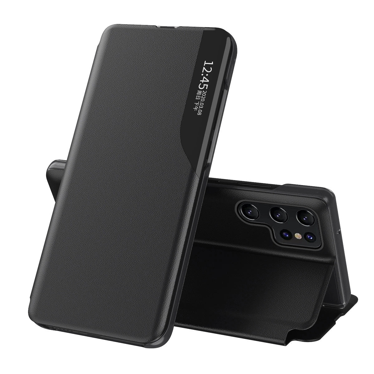 Samsung S24 Ultra Eco Leather View Case | Premium Flip Cover Black - MIZO.at