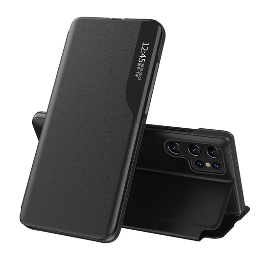 Samsung S24 Ultra Eco Leather View Case | Premium Flip Cover Black - MIZO.at