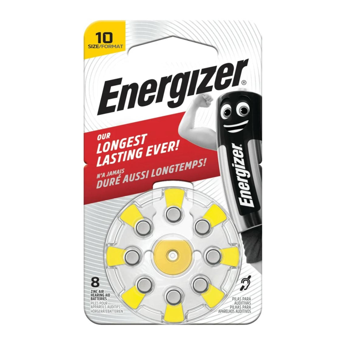 Hörgerätebatterie PR10 Größe 10 1.45V Zinc Air 8er Pack Energizer