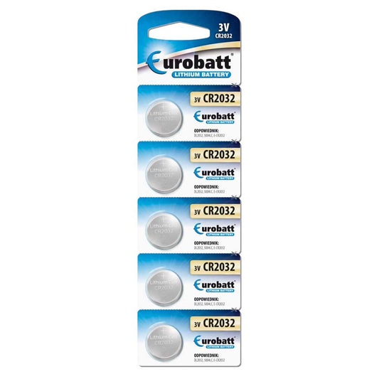 5er Pack CR2032 Lithium Knopfzellen 3 V Eurobatt - MIZO.at