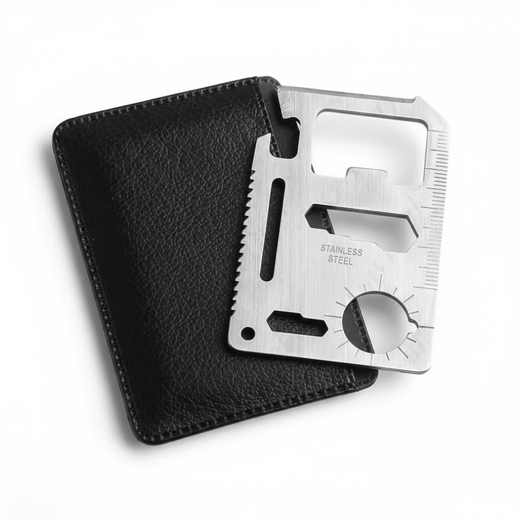 Multitool-Karte Metall – 11 Funktionen im kompakten Survival-Tool - MIZO.at