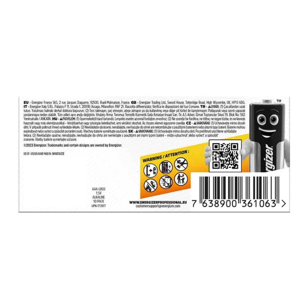 Energizer Industrial AAA LR03 1,5V Alkaline-Batterien – 10er Pack