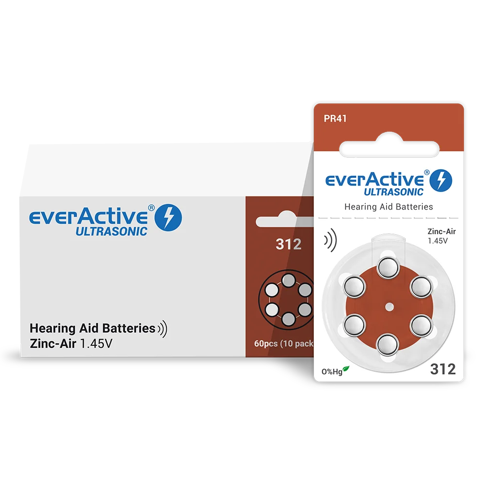 everActive ULTRASONIC 312 Hörgerätebatterien 6er Pack Zink-Luft - MIZO.at